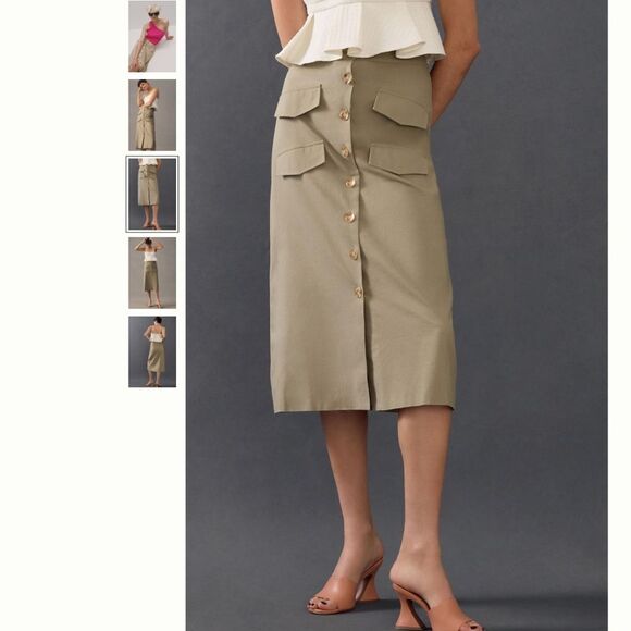 Anthropologie Mare Mare Cotton Linen Buttondown Utility Skirt - Picture 1 of 5